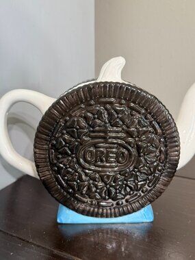Vintage OREO & MILK NABISCO COOKIE Ceramic Pitcher Teapot with Spout Lid